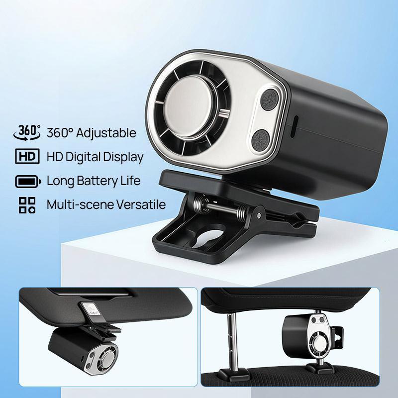 Portable Fan Car Interior Clip LED Display Backseat Fan USB Rechargeable Powerful Cooling Ultra Mini Fans